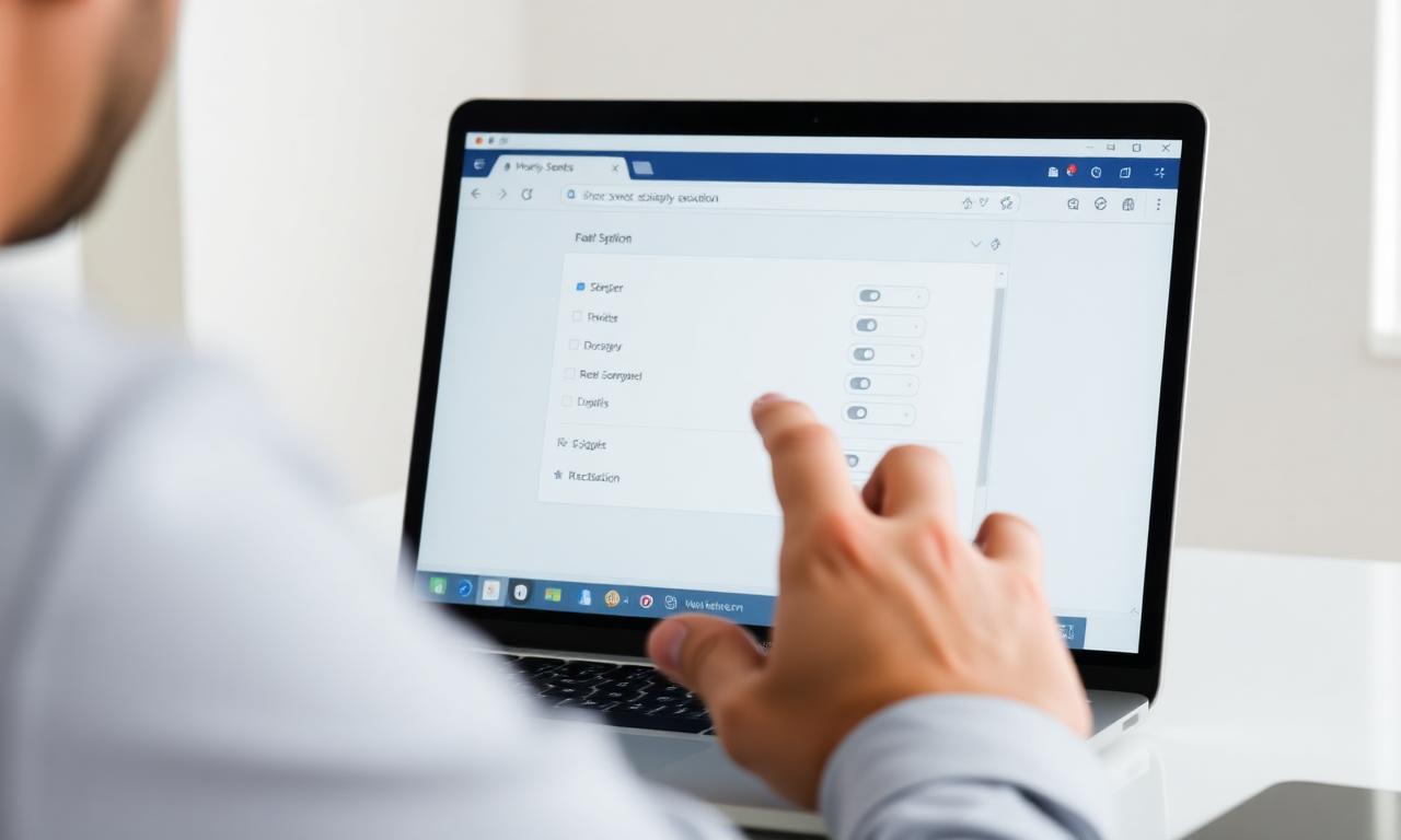 Person checking their screen resolution settings in a laptop browser window